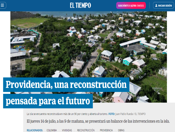 Especial de El Tiempo sobre la reconstrucción de Providencia